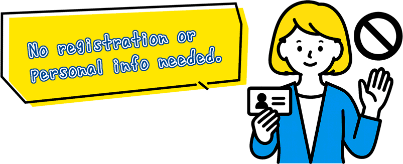Image illustrating no user registration or personal information required for secure trading