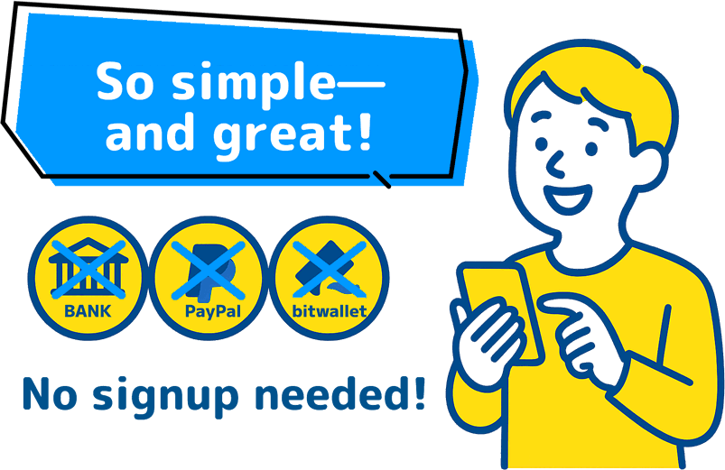 A man easily receiving cashback without registration or using bank, PayPal, or bitwallet