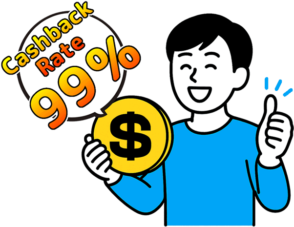 Illustration showing 99% high cashback rate