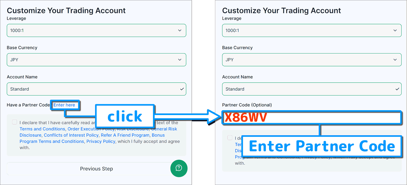 Screenshot of XMTrading Additional Account Opening Procedure